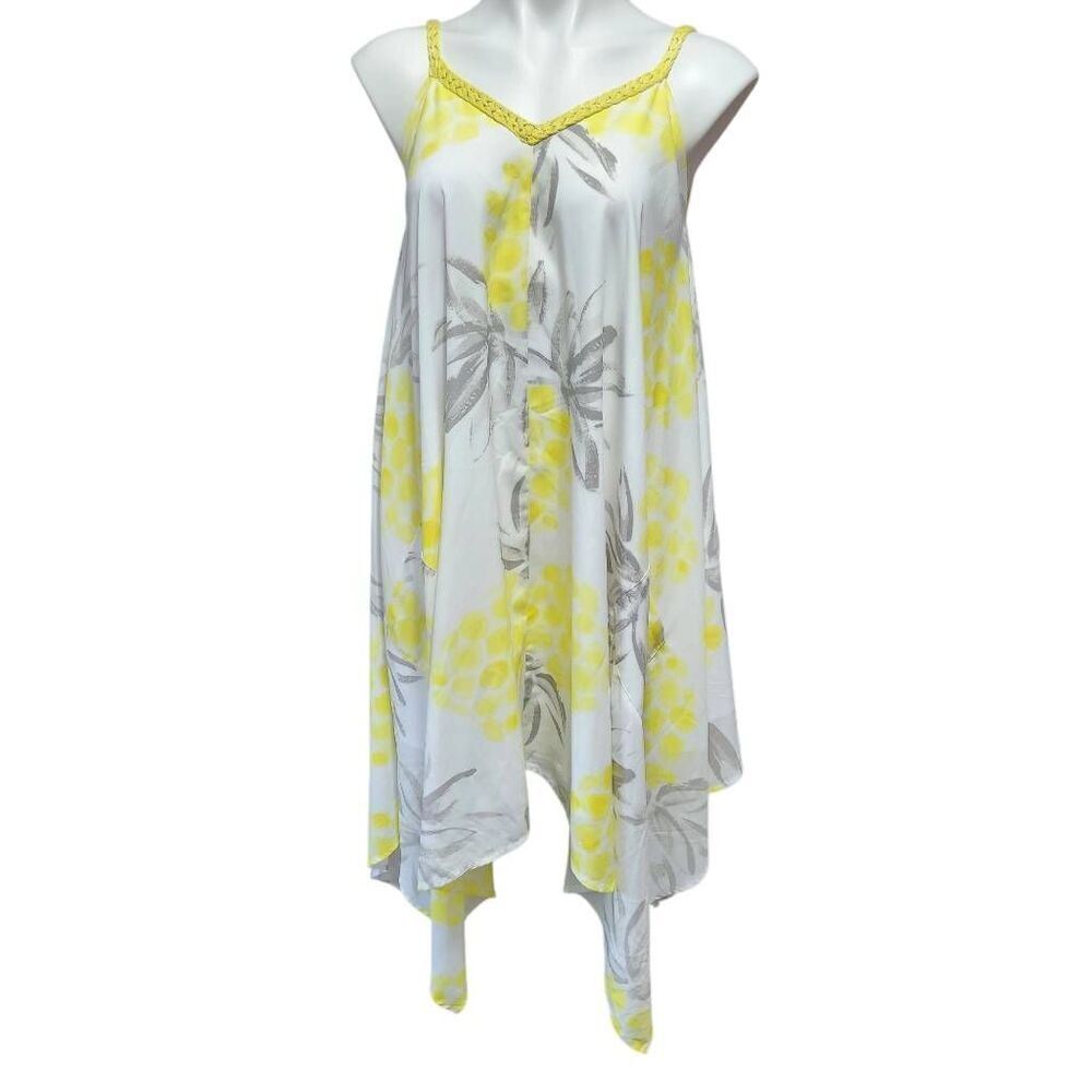 Merona lagenlook dress sundress coverup floral pockets handkerchief hem small